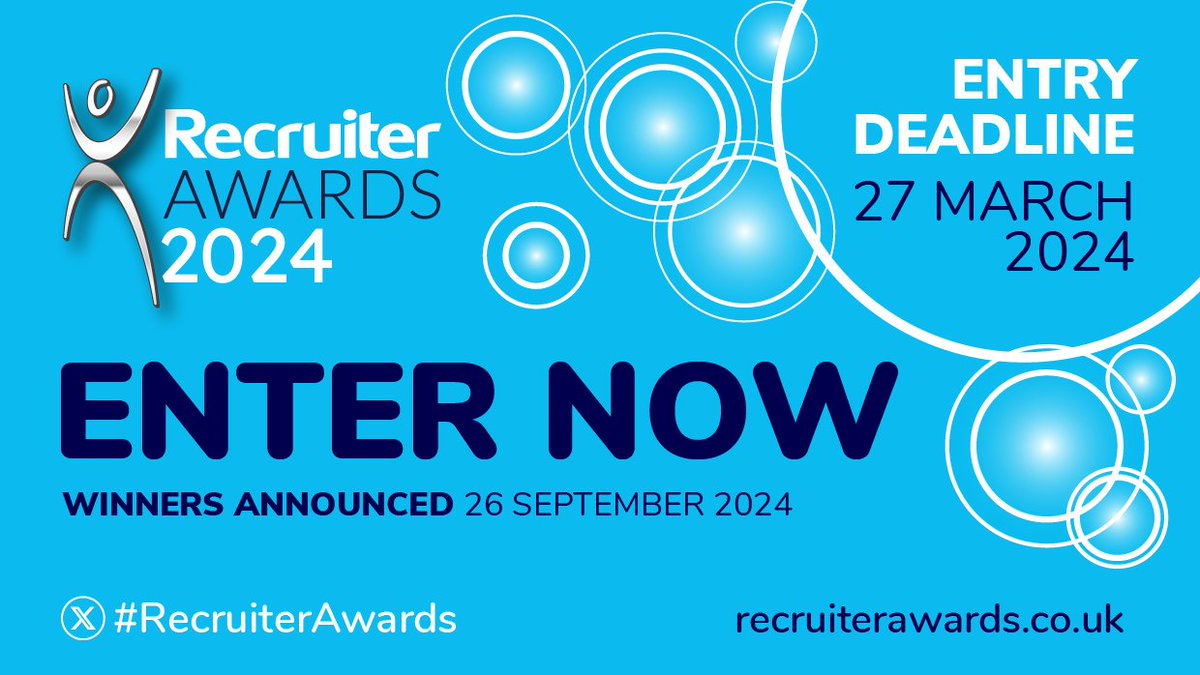 There is just ONE WEEK left to enter the #RecruiterAwards 2024! Don’t miss your chance to become one of the industry’s elite and have your achievements spotlighted at the UK’s largest event for the entire recruitment community: recruiterawards.co.uk