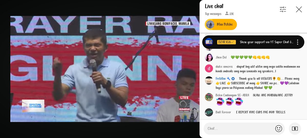 22k live viewers watching atm 

Laban Kasama Ang Bayan

#HindiMOOEPeraYan
#NoToChaCha
#NoToPI

youtube.com/live/26xcS24j8…