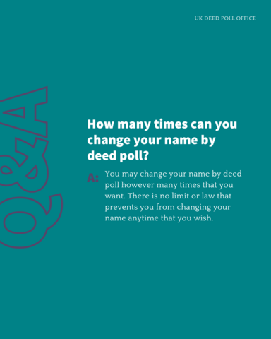 ukdeedpoll_'s tweet photo. You can change your name by deed poll as many times as you wish, 
but frequent changes can be cumbersome. 

It's best to do so when you're sure about your new name. 

SHARE with someone contemplating a name change. https://t.co/lXCUG5IgH3