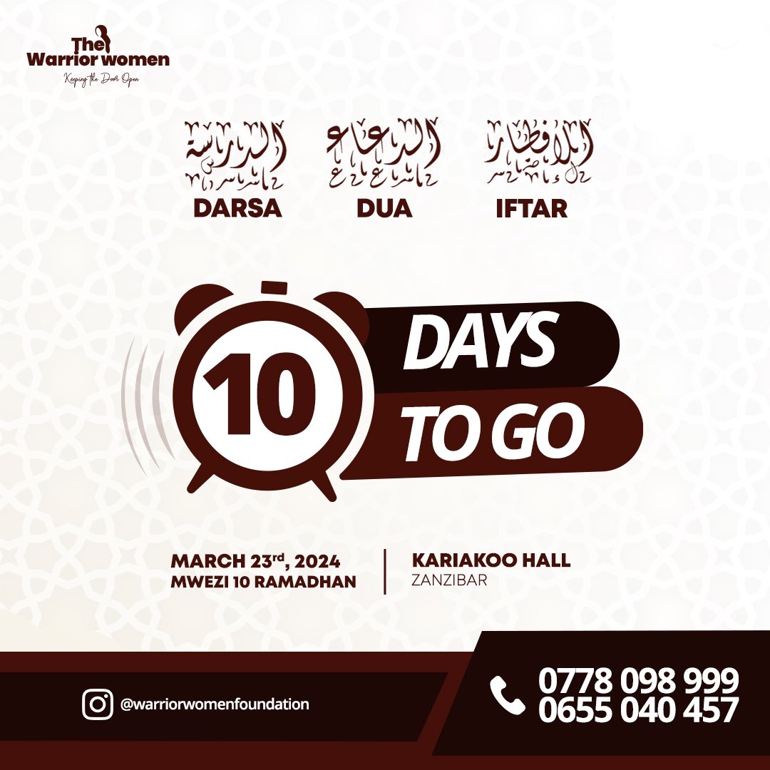wwfoundationtz's tweet photo. Our celebration for Women’s Month which coincides with Ramadhan draws ever closer. 

Don’t forget to support us by getting tickets or anything in kind is also appreciated. https://t.co/q8ryAnT7nQ