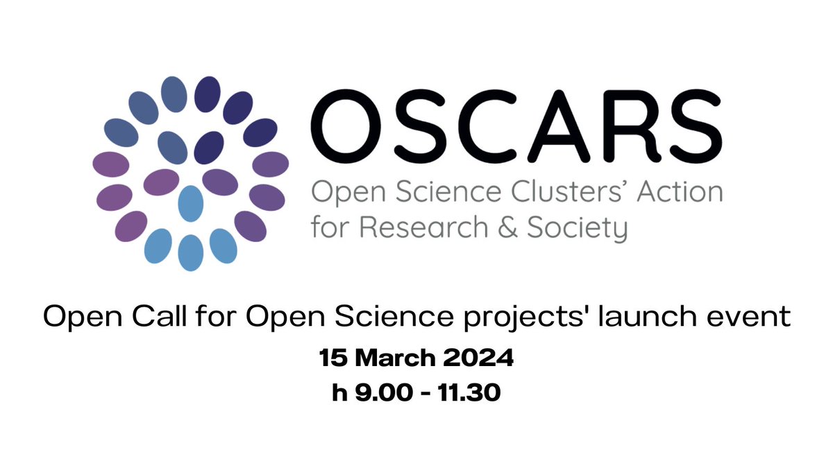 Join @oscars_eu Open Call for Open Science projects' launch event on 15th March 2024, from 9:00 am to 11:30 pm CET online. Check out the agenda and connect to Slido for the Q&A session at bit.ly/49LxQk3 #EOSC @ERIHSuk @ERIHS_si @ErihsIt @ErihsGr @erihs_france