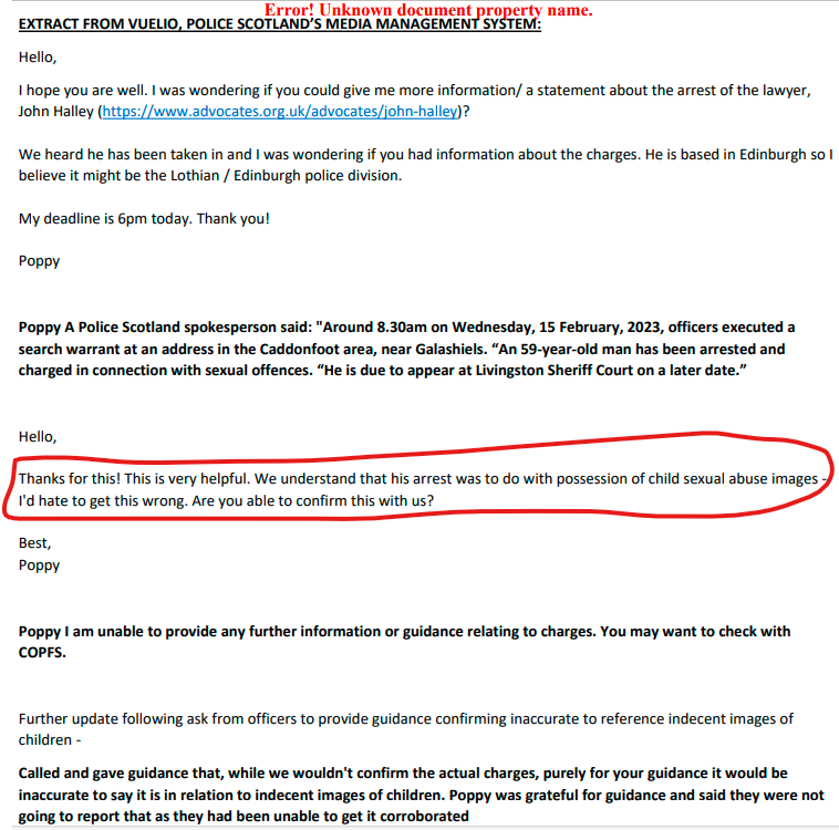 The extract below demonstrates how malleable the zeal of a keen journalist Intentionally misinformed by McKendry and the idiocy of Police Scotland's 'Media Management' Can be combined by a ruthless, evil, 'Media Strategist, on behalf of Lady Smith Shame on them