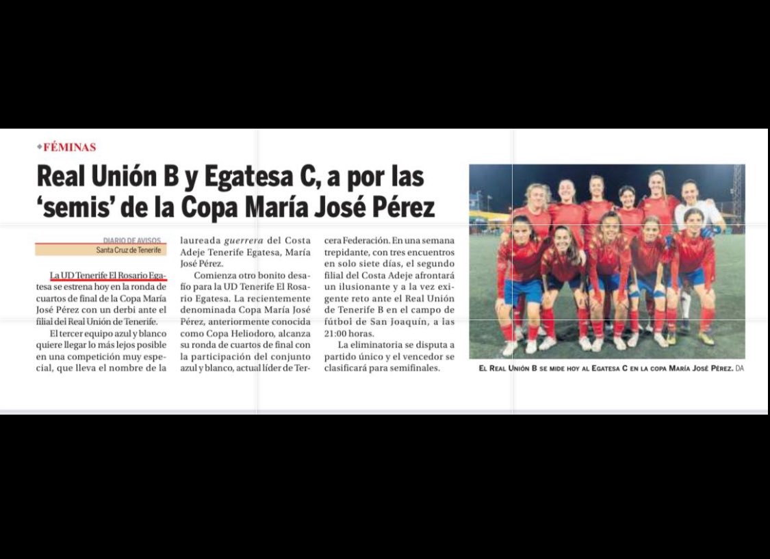 COPA MARÍA JOSÉ PÉREZ‼️ En @diariodeavisos 🗓️Hoy 12 de Marzo. 🏟️San Joaquín. 🕘21:00 🎫2€ 🆚 @udtenerife C Vamos Unión‼️ #elunionhacelafuerza💙❤️