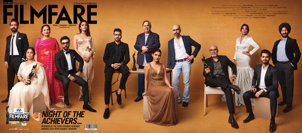 In all glory! ❤️🌟 Here’s presenting the winners of the 69th #HyundaiFilmareAwards2024 with #GujaratTourism on the latest cover of Filmfare. 📷 : Kunal Gupta