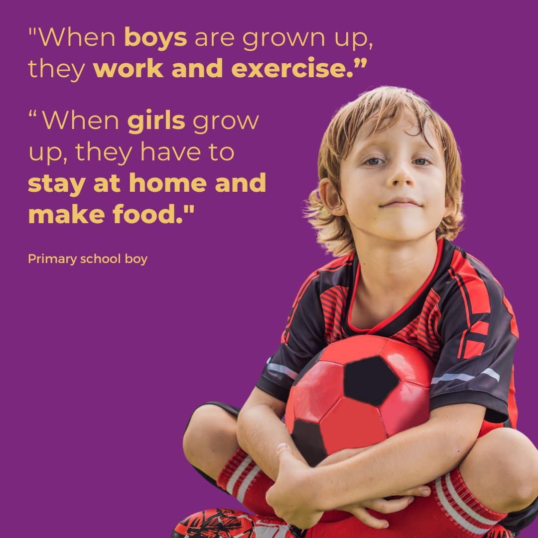 Boys as young as 5 are learning that girls don’t belong in sport. Our latest research explores young boys' (5-11) attitudes towards women and girls in sport. Learn about how we can create a generation of mini allies 👉ow.ly/uVlc50QQXz6 #WhatsYourLittleOneMadeOf