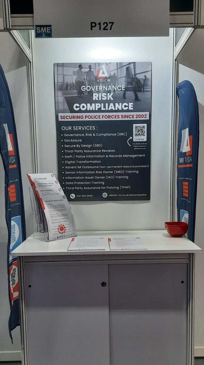 Advent_IM_CEO's tweet photo. We have arrived! Visit us at stand 127 at #SecurityandPolicing 2024... @Advent_IM @Advent_IM_Comms
#SecurebyDesign #SIROTraining #DataProtection #PoliceCyberSecurity #GovAssure #PIRM #MoPi https://t.co/UYHVyr84yW