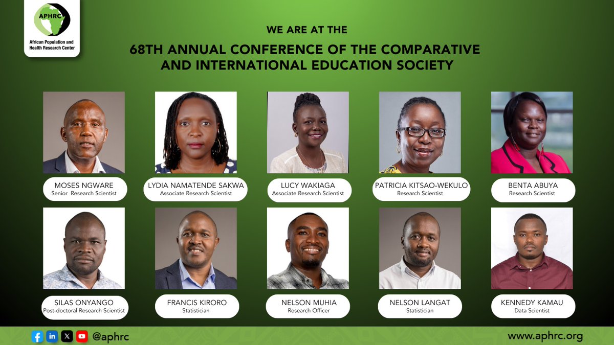 This week, APHRC's Human Development team is attending the 68th Annual Conference of the Comparative & International Education Society in Miami. Stay tuned for updates on our engagements. #IAmAPHRC #WeAreAfrica @UNESCO @UNICEF @WorldBank