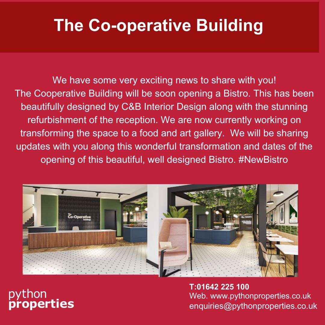 Python_Prop's tweet image. We are so excited to share with you the new Bistro coming to The Co-Operative Building and the new refurbished reception, beautifully designed by C&amp;amp;B Interior Designers #exciting