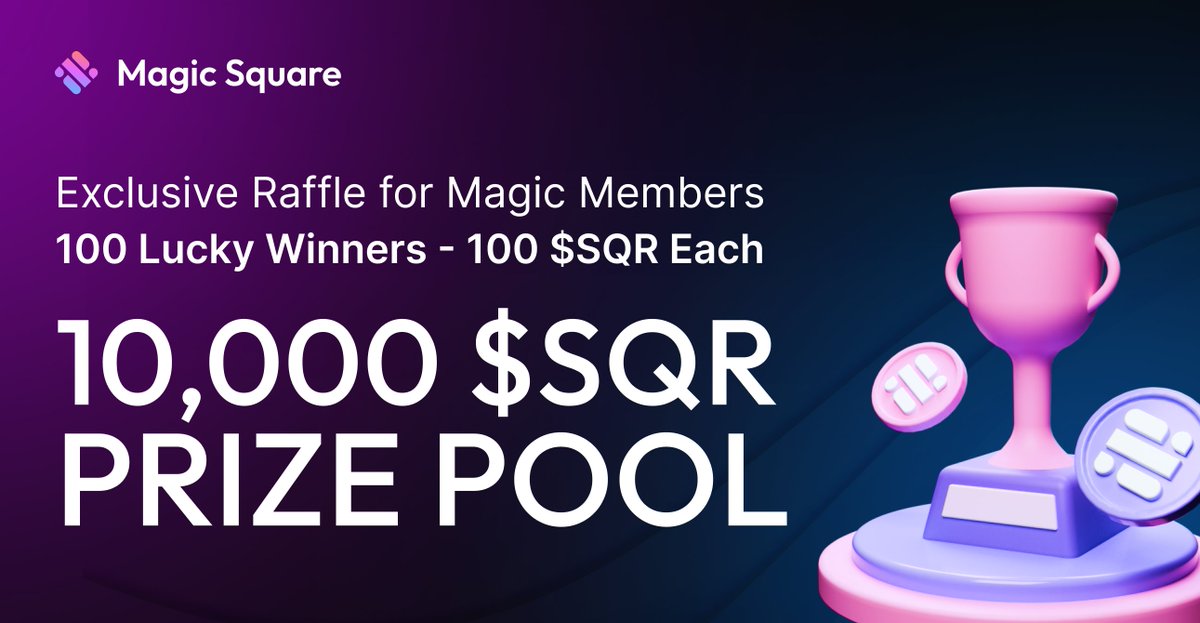 ✨ Upgrade Your Magic Store Membership &amp; Enter Our Exclusive Raffle!  

💰 A total of 100 lucky winners will each receive $100 in $SQR, sharing a grand prize pool of 10,000 $SQR.  

Steps to Enter the Raffle 👉 magic.store/stories/exclus…

#MagicSquare