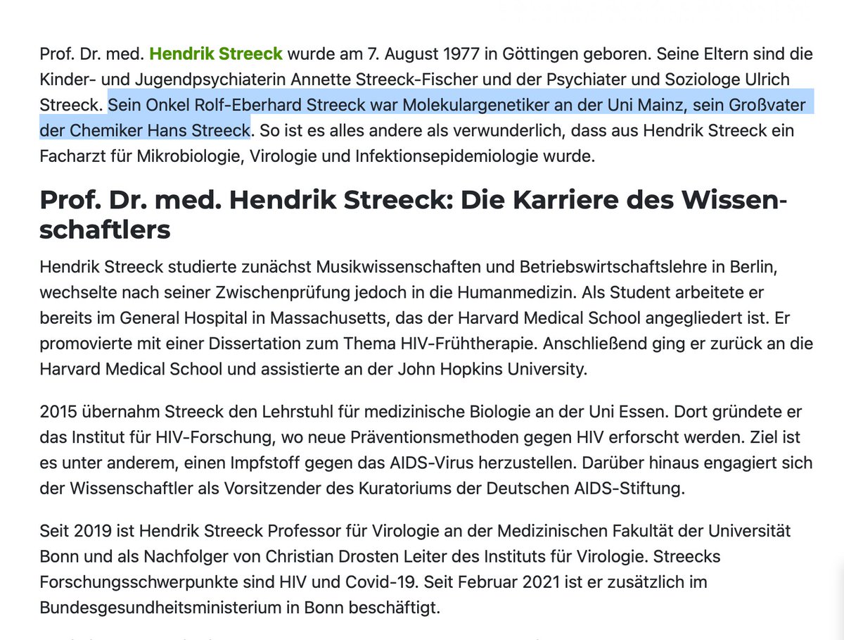 @Umarmbar Hans Streeck war der Großvater von Hendrik Streeck.