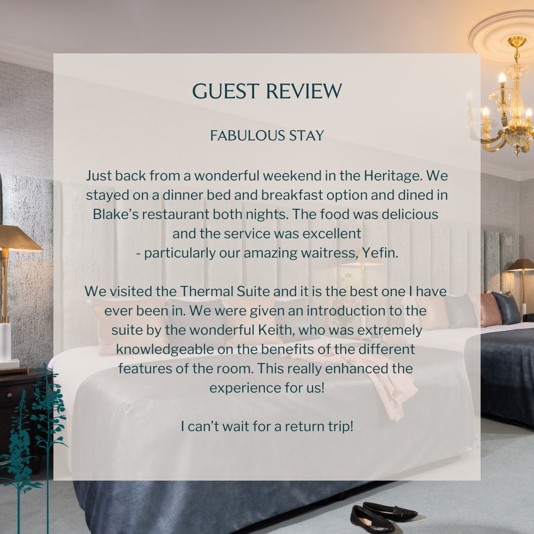 Thank you Lynda for your kind words! We await your next visit to The Heritage - we're delighted you enjoyed your stay with us. #TheHeritage #LoveLaois #FBDHotelsandResorts