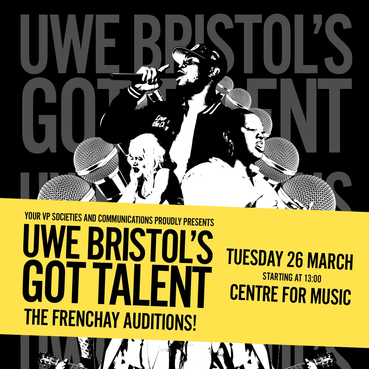 🎵🎼Get ready to showcase your talents at UWE Bristol's Got Talent! Join us on Tuesday 26 March at 13:00 at the Centre for Music. Don't miss your chance to shine!
