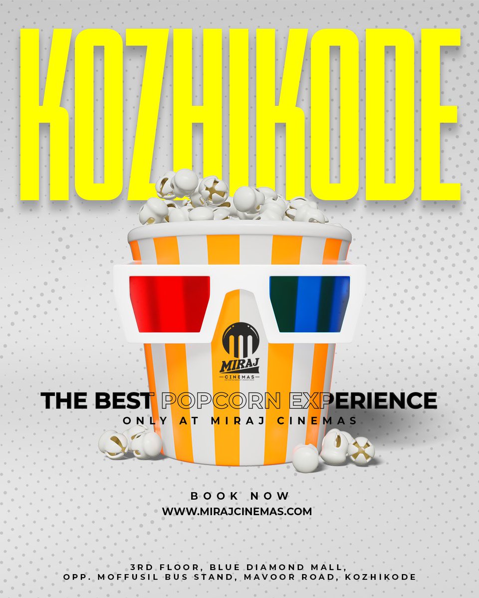 MirajCinemas's tweet photo. πΏπ The popcorn you love, now even better at Miraj Cinemas Kozhikode! Sink into the taste of our signature popcorn, perfectly popped for your movie moments.
Don't just watch a movie, savour it. Book your tickets now!
π https://t.co/sceWDsz4ix
#BestPopcorn #MovieSnacks #MirajCinemasKozhikode