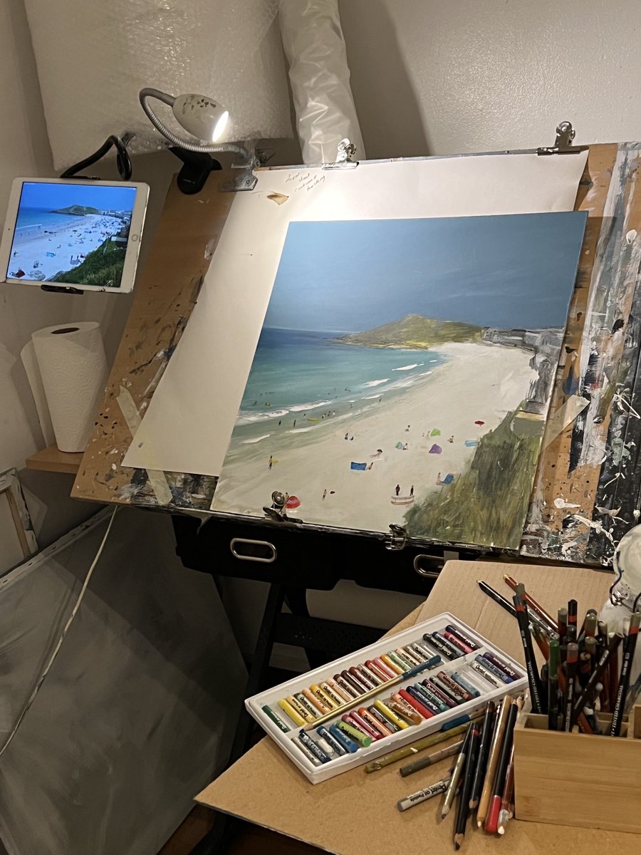 A nice change to be painting blue skies ☀️
Porthmeor Beach 
St Ives 
in progress
