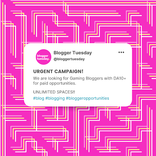 BloggerTuesday's tweet photo. 🚨ATTENTION BLOGGERS!🚨
We have unlimited positions available for bloggers within the Gaming niche!
👇Drop your links below if you think you fit this category
#blog #blogging #blogger #gamingblogger #gaminglife https://t.co/EDbai4Ov5o