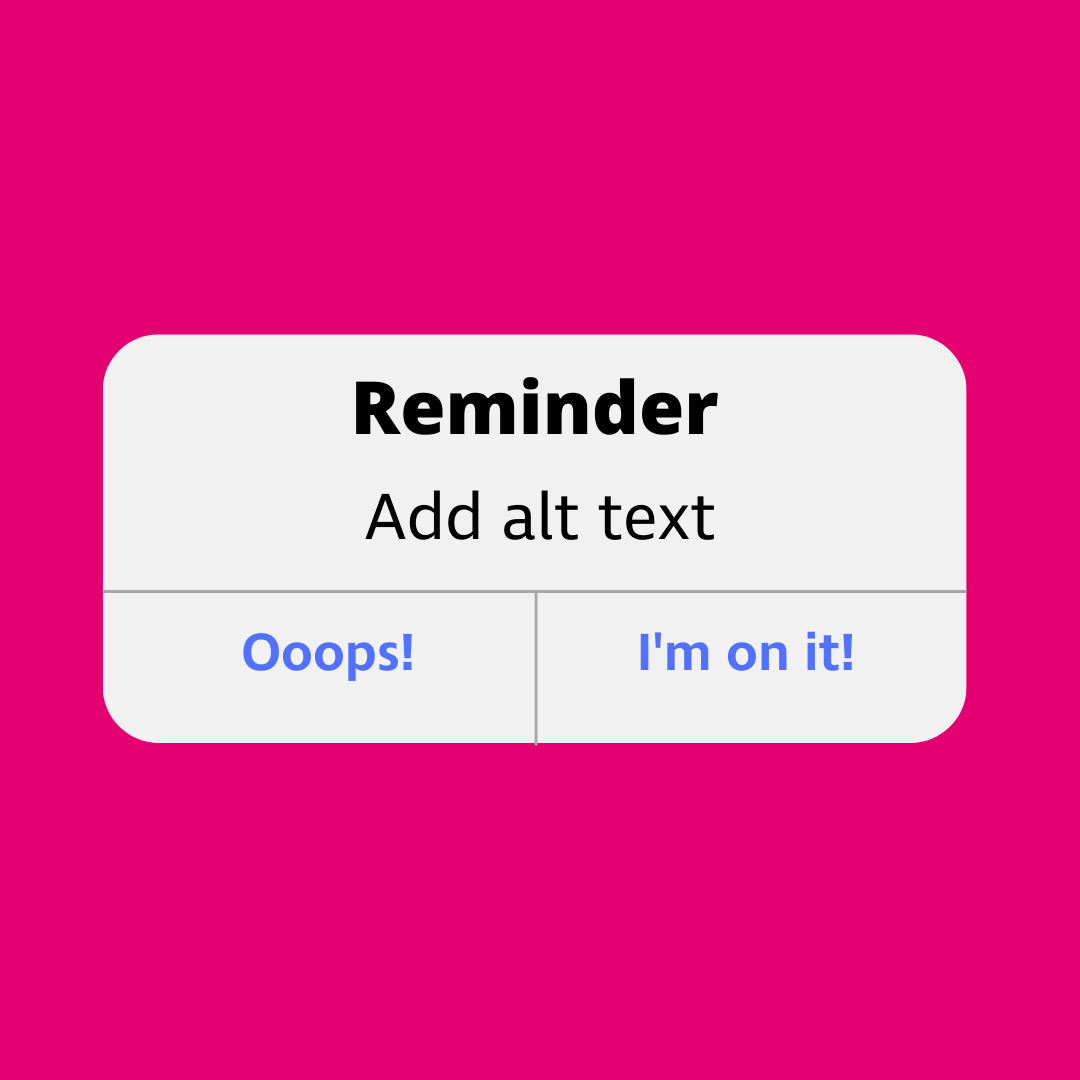 We all love a good meme, especially when there's so much to talk about at the moment. Don't forget to add alt text to your memes and gifs, so blind and partially sighted people can be part of the conversation too!