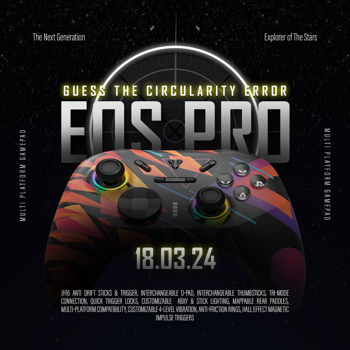 [GIVEAWAY ALERT!]
Precision is incredibly important for gamepads, even if aim assist exists or not. There's nothing worse than an analog stick that isn't accurate or drifts mid-game.

Our EOS PRO gamepad features authentic K-Silver Hall Effect sticks, with updated circularity for
