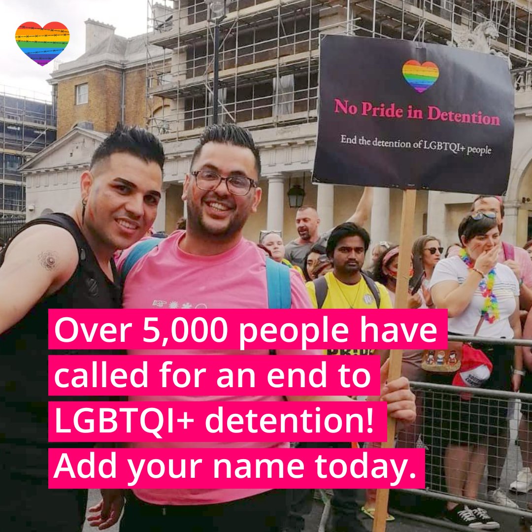 It's so inspiring that over 5,000 people agree with us that #LGBTQ people should not be held in detention, where they are at extra risk of abuse.

We need to #EndLGBTQIDetention.
There is #NoPrideInDetention.

You can add your name today @ bit.ly/3Pjd2bh

Thank you! 🏳️‍🌈🏳️‍⚧️