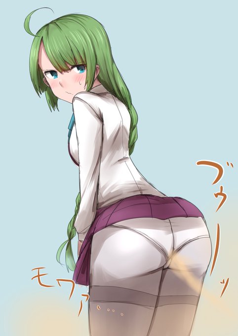 お題の提督に命令されて嫌な顔をしながらもお尻を突き出して強烈なオナラをする艦これの夕雲ちゃんです。 