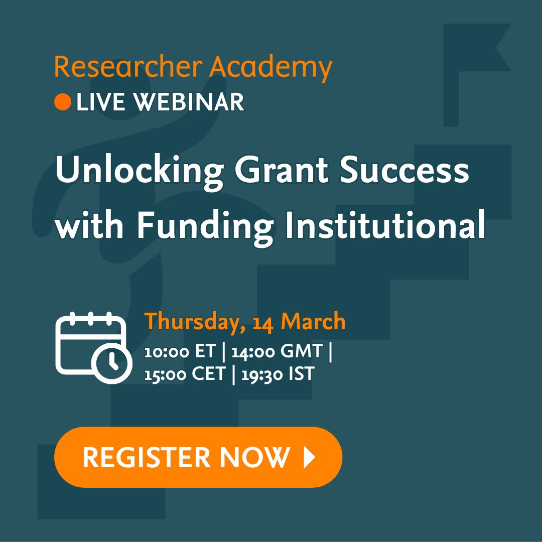 🚀 Unlock #Grant Success! Join us on March 14th for a deep dive into Funding Institutional by Elsevier. Discover how to streamline your research funding journey with 40,000+ opportunities worldwide. ⏰Don't miss out! Register now: spkl.io/60174ILeS #ResearchFunding