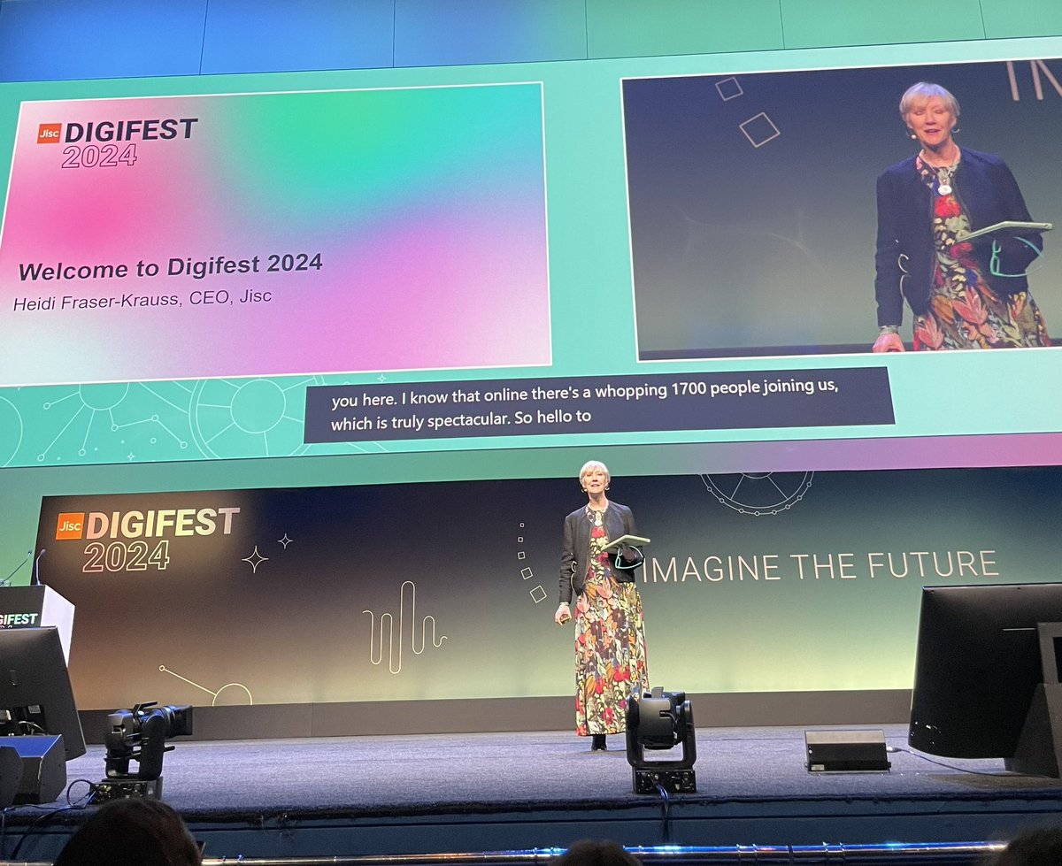 Really excited for the start of #Digifest24 with @Jisc. A fantastic opening from @HeidiFraskrauss #imaginethefuture #digital #AI #technology #community #innovation #inspirational