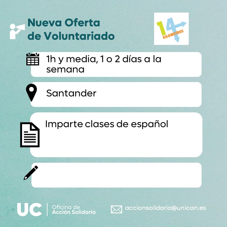 Nueva Oferta de Voluntariado ❗❗ 👇Inscríbete rellenando el formulario: docs.google.com/forms/d/e/1FAI… 💌 O mándanos un correo a: accionsolidaria@unican.es