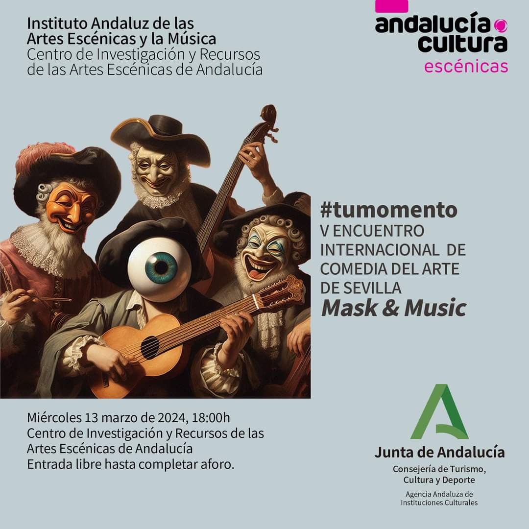 unproyectocorri's tweet photo. Es #tumomento de disfrutar la magia de la comedia y la música! Este miércoles 13 de marzo, a las 18:00h, no te pierdas una experiencia cultural única en el Centro de Investigación y Recursos de las Artes Escénicas de Andalucía. 🎭🎶 #VComediaDelArteSevilla #MaskAndMusic https://t.co/z8nGmJN0lR