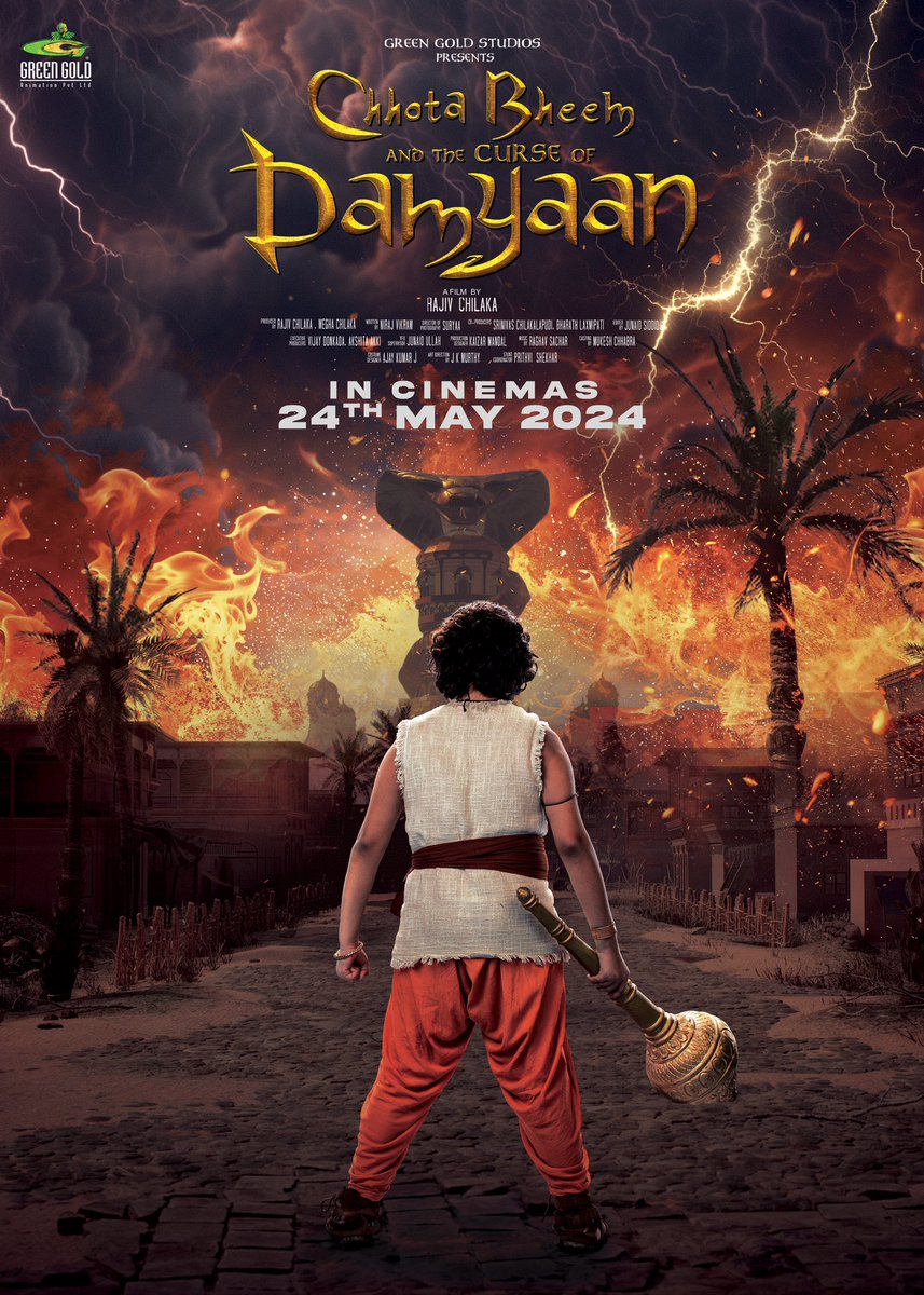 Kids Favourite will now be seen on the big screen🥳 Chhota Bheem and The Curse of Damyaan to release theatrically on 24th of May 2024 The Teaser of #ChhotaBheemAndTheCurseofDamyaan will be unveiled on the 14th of March! @greengoldtv @RajivChilaka @srini_cc @blaxmipati…