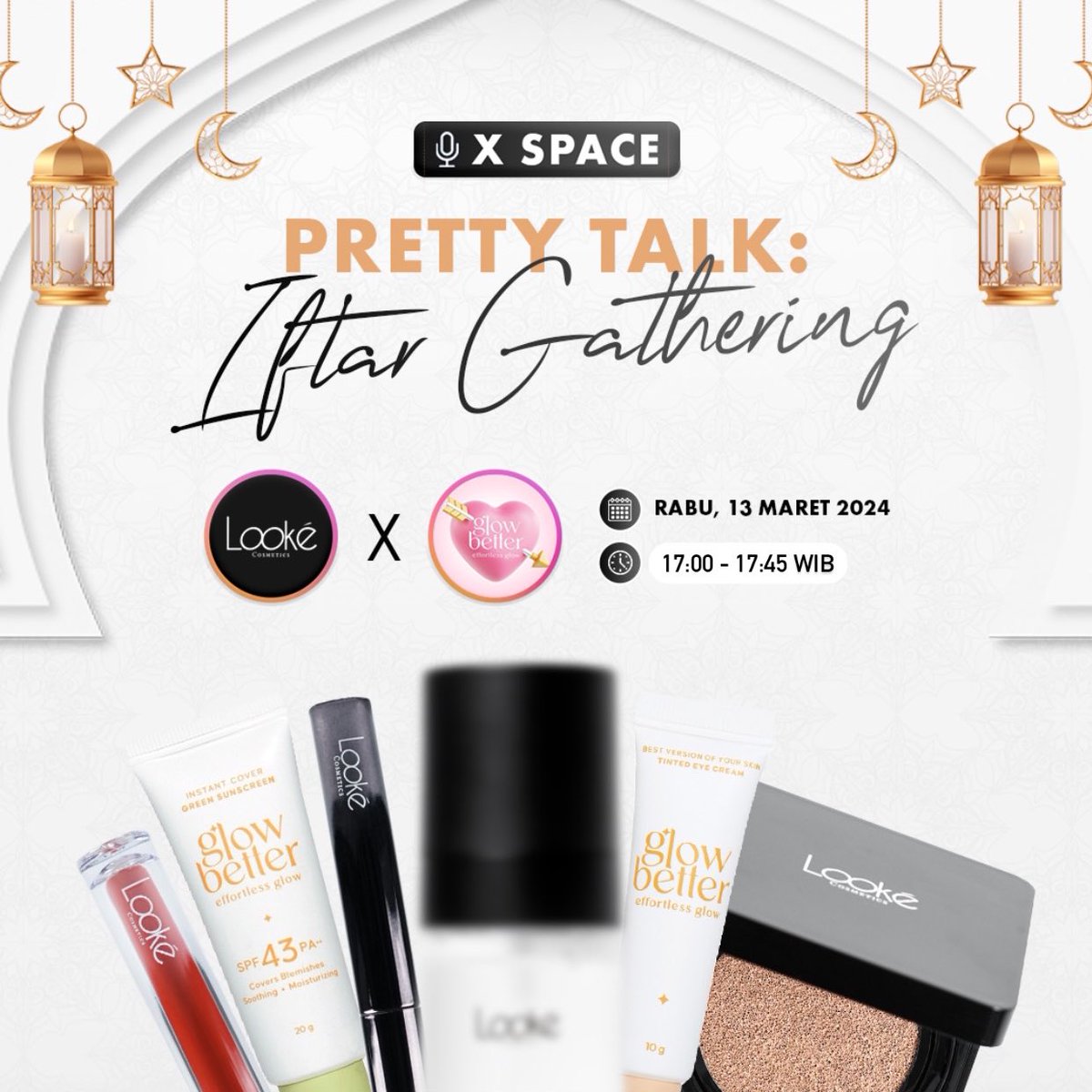 lookecosmetics's tweet image. 𝐌𝐚𝐮 𝐝𝐚𝐩𝐞𝐭𝐢𝐧 𝐬𝐚𝐭𝐮 𝐩𝐚𝐤𝐞𝐭 𝐬𝐤𝐢𝐧𝐜𝐚𝐫𝐞 𝐝𝐚𝐧 𝐦𝐚𝐤𝐞𝐮𝐩 𝐛𝐮𝐚𝐭 𝐛𝐮𝐤𝐛𝐞𝐫?

Yuk ngabuburit bareng minké @lookecosmetics dan gaby @glowbetter_id  besok!

𝘋𝘢𝘯 𝘥𝘢𝘱𝘦𝘵𝘪𝘯 𝘱𝘳𝘰𝘥𝘶𝘬 𝘣𝘢𝘳𝘶 𝘓𝘰𝘰𝘬𝘦́ 𝗚𝗥𝗔𝗧𝗜𝗦 selama space berlangsung👀