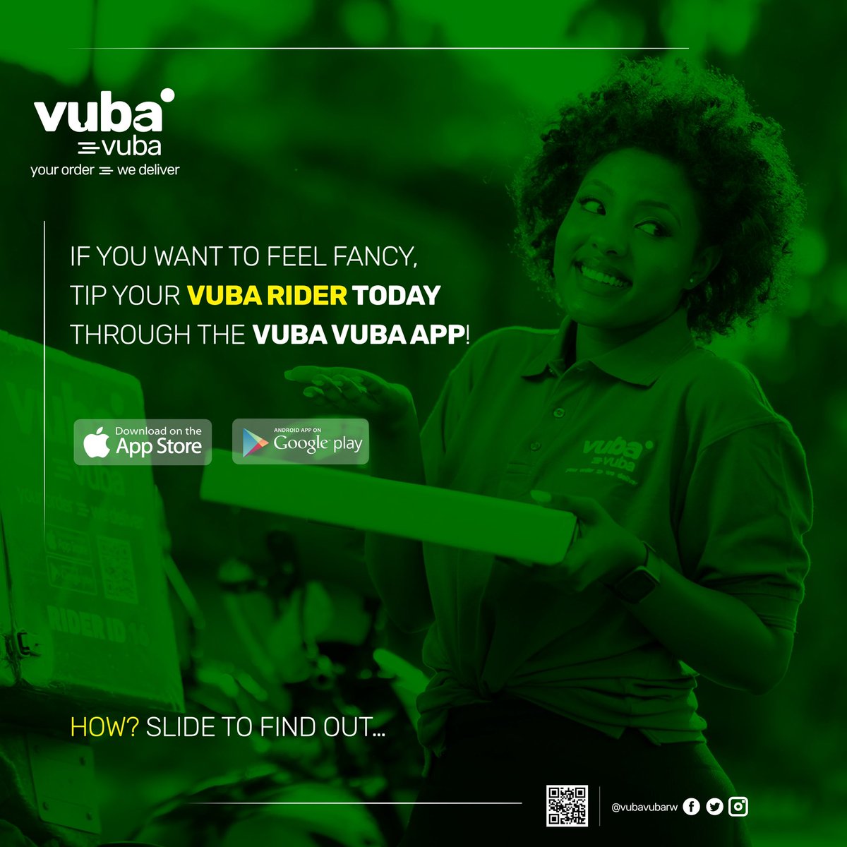 vubavubarw's tweet photo. Friendly reminder: tipping is caring!

Tip your Vuba rider today and let them know their efforts don’t go unnoticed.

#VubaCyane #TangaTipMunyarwanda https://t.co/BKtFLHxvDV
