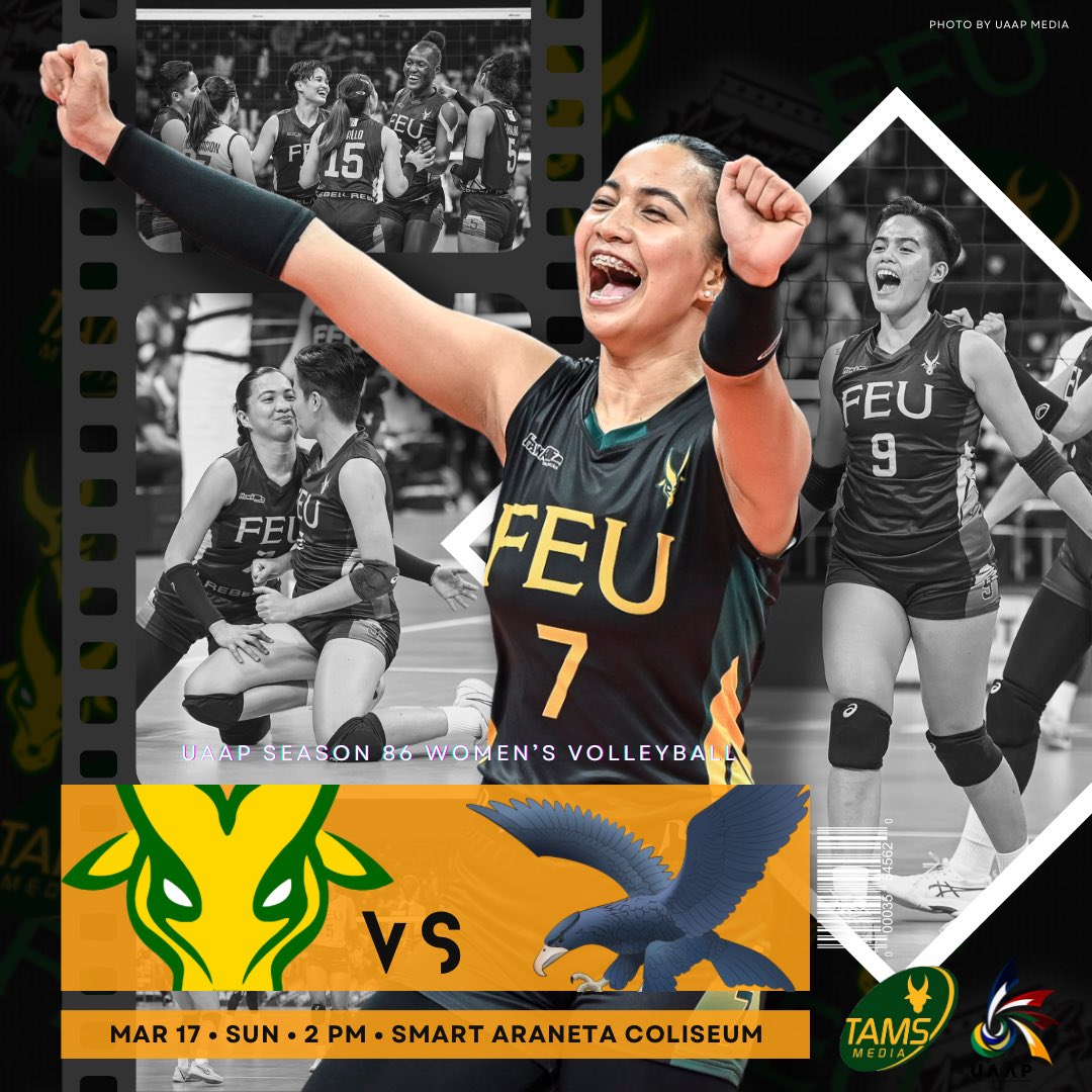 TamsMedia_'s tweet photo. FEU vs Ateneo 🔰🏐

🗓️March 17, Sunday

Men's Volleyball:
⏰10:00 a.m.
Women's Volleyball:
⏰2:00 p.m.
📍Smart Araneta Coliseum

🎟️ Tickets available at Ticketnet
🔗 https://t.co/trHoIl856s

#GoFEU #UAAPSeason86 https://t.co/3U4zyaV8lF