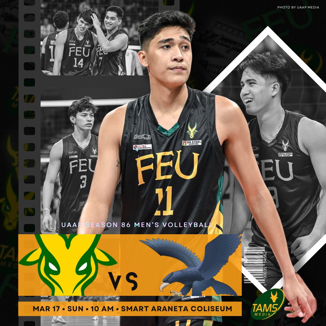 TamsMedia_'s tweet photo. FEU vs Ateneo 🔰🏐

🗓️March 17, Sunday

Men's Volleyball:
⏰10:00 a.m.
Women's Volleyball:
⏰2:00 p.m.
📍Smart Araneta Coliseum

🎟️ Tickets available at Ticketnet
🔗 https://t.co/trHoIl856s

#GoFEU #UAAPSeason86 https://t.co/3U4zyaV8lF