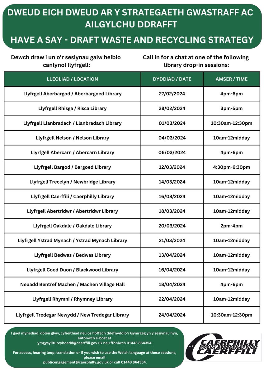 Yr wythnos hon yn llyfrgelloedd Bargod, Trecelyn a Caerffili, a wythnos nesaf yn llyfrgelloedd Abertridwr, Oakdale ac Ystrad Mynach. This week in Bargoed, Newbridge and Caerphilly libraries, and next week in Abertridwr, Oakdale and Ystrad Mynach libraries.