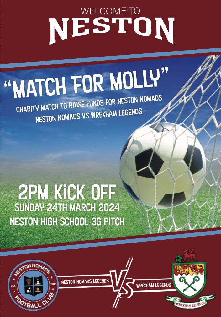 Thanks to a few of my old friends teammates for making this happen 🙌🏻 #WelcometoNeston #MatchforMolly <a href="/LegendsWrexham/">Wrexham Legends</a> v <a href="/NestonNomadsFC/">Neston Nomads FC</a> 
Cant promise <a href="/VancityReynolds/">Ryan Reynolds</a> or <a href="/RMcElhenney/">Rob Mac</a> will be there but it will be worth coming to watch!! ⚽️⚽️⚽️⚽️⚽️ 

justgiving.com/crowdfunding/M…