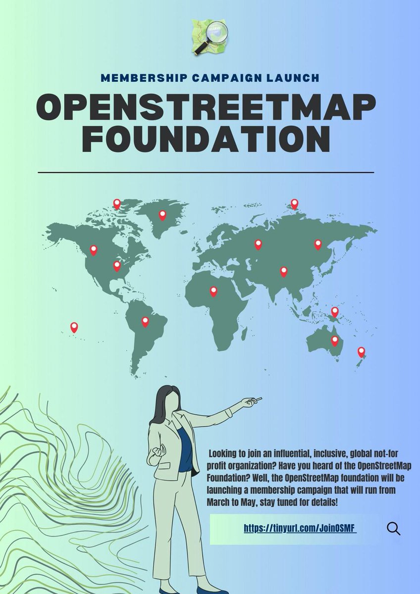 📢Calling all #OpenStreetMap contributors! 📢

We are excited to launch 🚀 the #OSMFMembershipCampaign 2024 that aims to grow and diversify #OSMF members in regions 🌍🌏🌎 where there are no or very few OSMF members!

🎯More details: blog.openstreetmap.org/2024/03/12/cal…