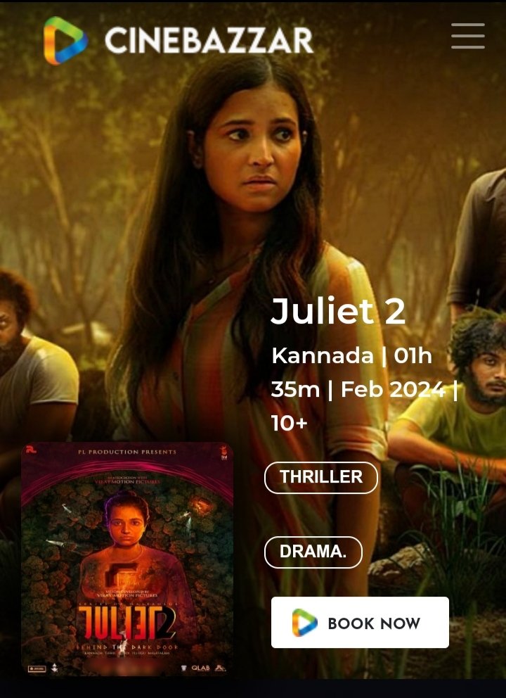 #Juliet2 Kannada Movie Now Available In @Cinebazzarott (Pay Per View)

cinebazzar.com/v/juliet-2/0tm…

#KannadaMovies