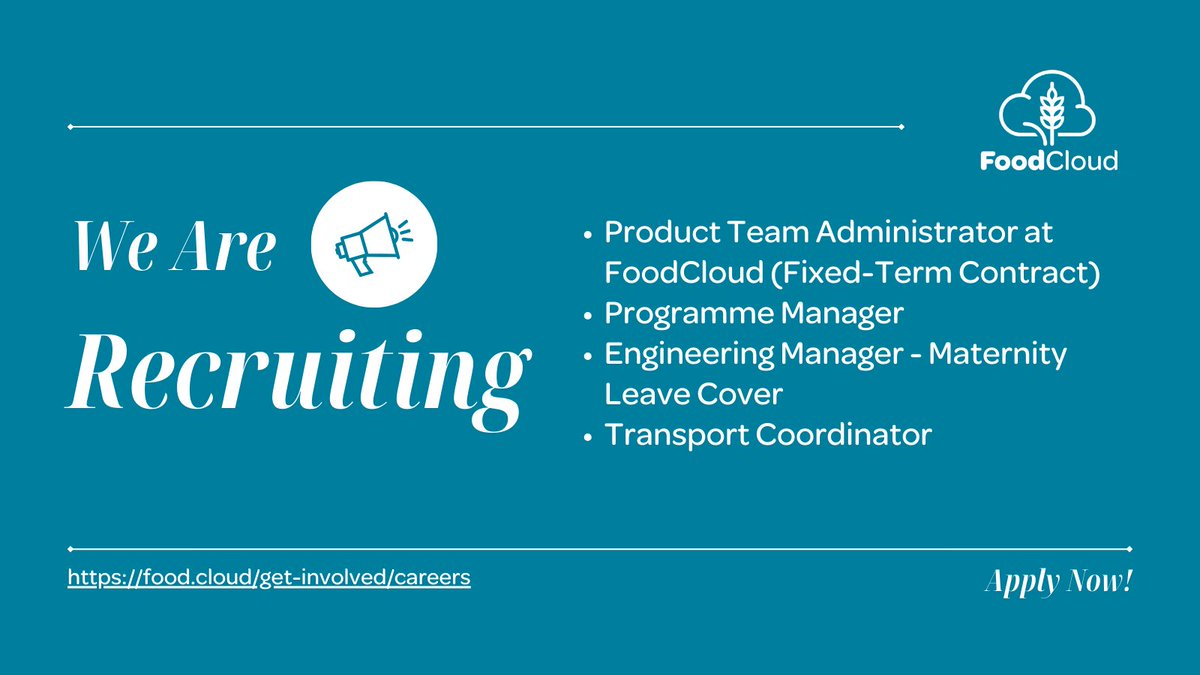 We are #hiring. Apply below! 📍food.cloud/get-involved/c… #jobfairy #jobalert #Irishjobs #vacancies #recruitment #WeAreHiring