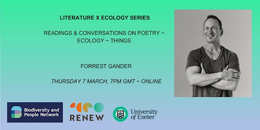 Watch the full recording of the Literature X Ecology conversation between poets Lucy Mercer & Forrest Gander. Available online for a limited time only. renewbiodiversity.org.uk/literature-x-e…