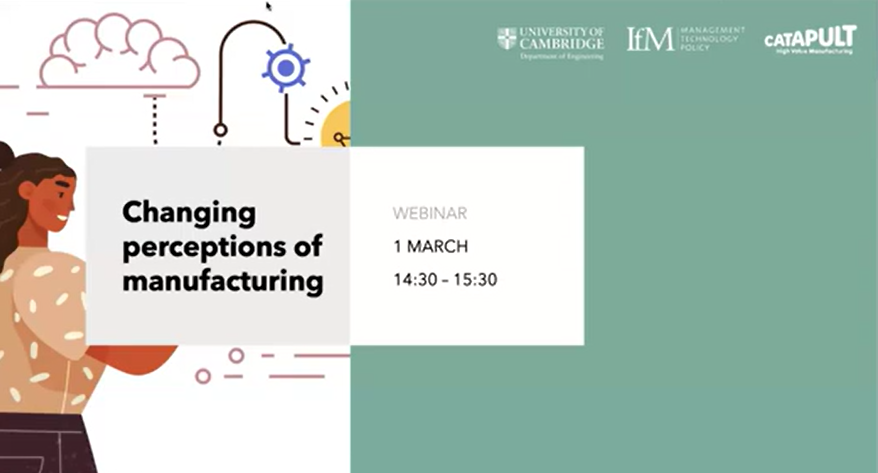 💻On-demand webinar: Changing perceptions of #manufacturing We covered: ✅ international perceptions of manufacturing ✅how perceptions of manufacturing have evolved in the UK ✅delve into the factors that influence these perceptions Watch the recording: ifm.eng.cam.ac.uk/insights/digit…