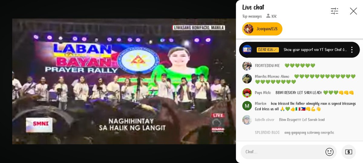 30k live viewers 

Laban Kasama Ang Bayan 👊🏼🇵🇭💚💪🏼

#HindiMOOEPeraYan
#NoToChaCha
#NoToPI

youtube.com/live/26xcS24j8…