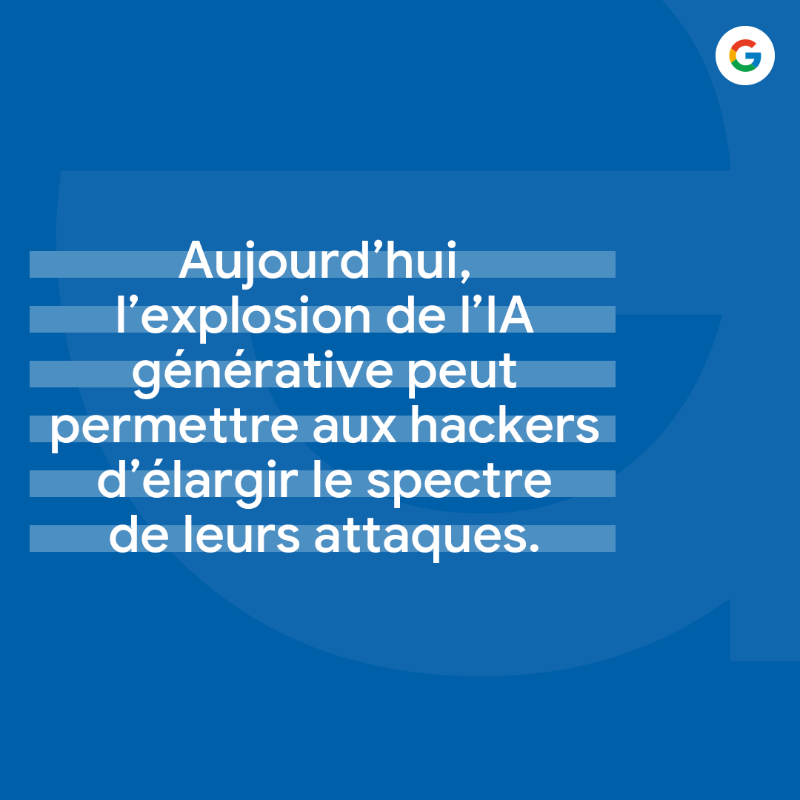 GoogleEnFrance's tweet photo. "L'IA a le potentiel de renforcer plutôt qu'affaiblir les cyberdéfenses mondiales" selon Sundar Pichai, CEO de Google. 
L'article sur ➡️  https://t.co/iHZmpcLVPN