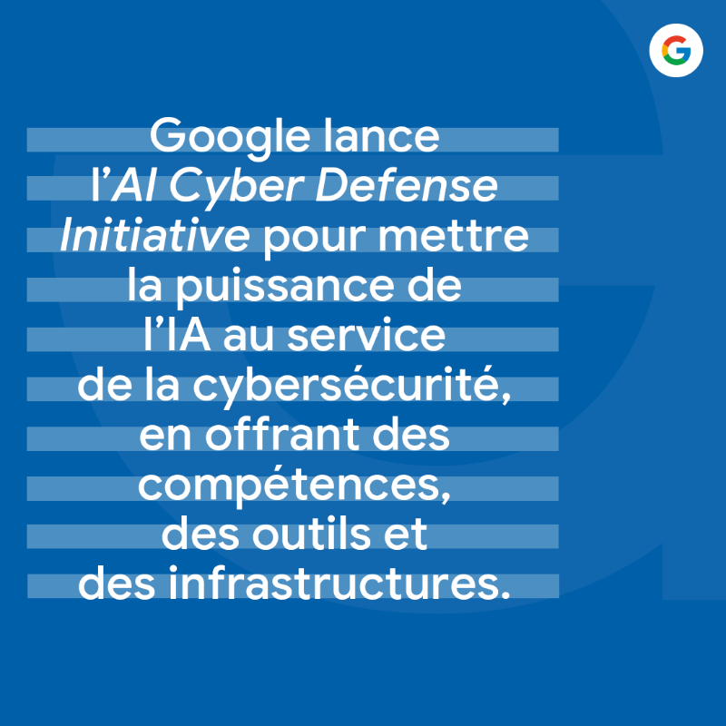 GoogleEnFrance's tweet photo. "L'IA a le potentiel de renforcer plutôt qu'affaiblir les cyberdéfenses mondiales" selon Sundar Pichai, CEO de Google. 
L'article sur ➡️  https://t.co/iHZmpcLVPN