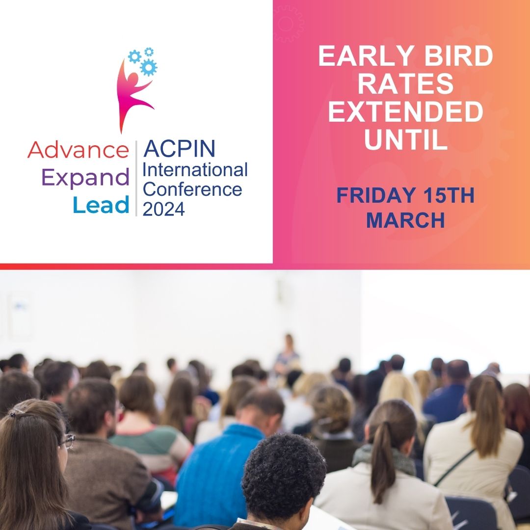 EARLY BIRD DISCOUNT DEADLINE EXTENDED TO THIS FRIDAY for the ACPIN International Conference 2024 to Friday 15th March! Main event: 16th–17th May 2024 + workshop sessions on 15th May. For more information visit: acpin.net #ACPIN2024 #Conference #neurophysio