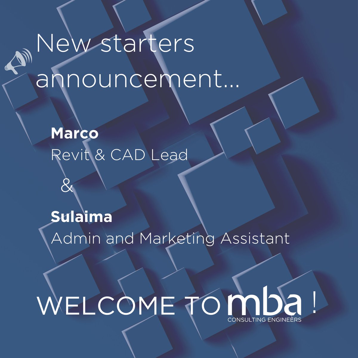 2024 is the year of growth here at MBA, and what's a better way to start than adding 2 new members to the team!!

Welcome to MBA...

🔹 Marco - Revit &amp; CAD Lead
🔹 Sulaima - Admin &amp; Marketing Assistant

We're looking forward to seeing you progress in your new roles!!
#Newstarters