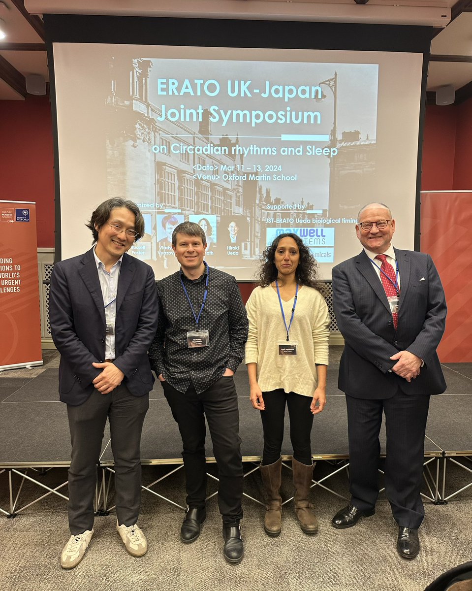 Opening of ERATO UK-Japan Joint Symposium on Circadian rhythms and Sleep March 11-13, 2024 @oxmartinschool with @VVyazovskiy , @aartijagannath , @hiroking1975 and Russell Foster. Program: sys-pharm.m.u-tokyo.ac.jp/erato-uk/pdf/E… @OxNeuro @OxfordDPAG