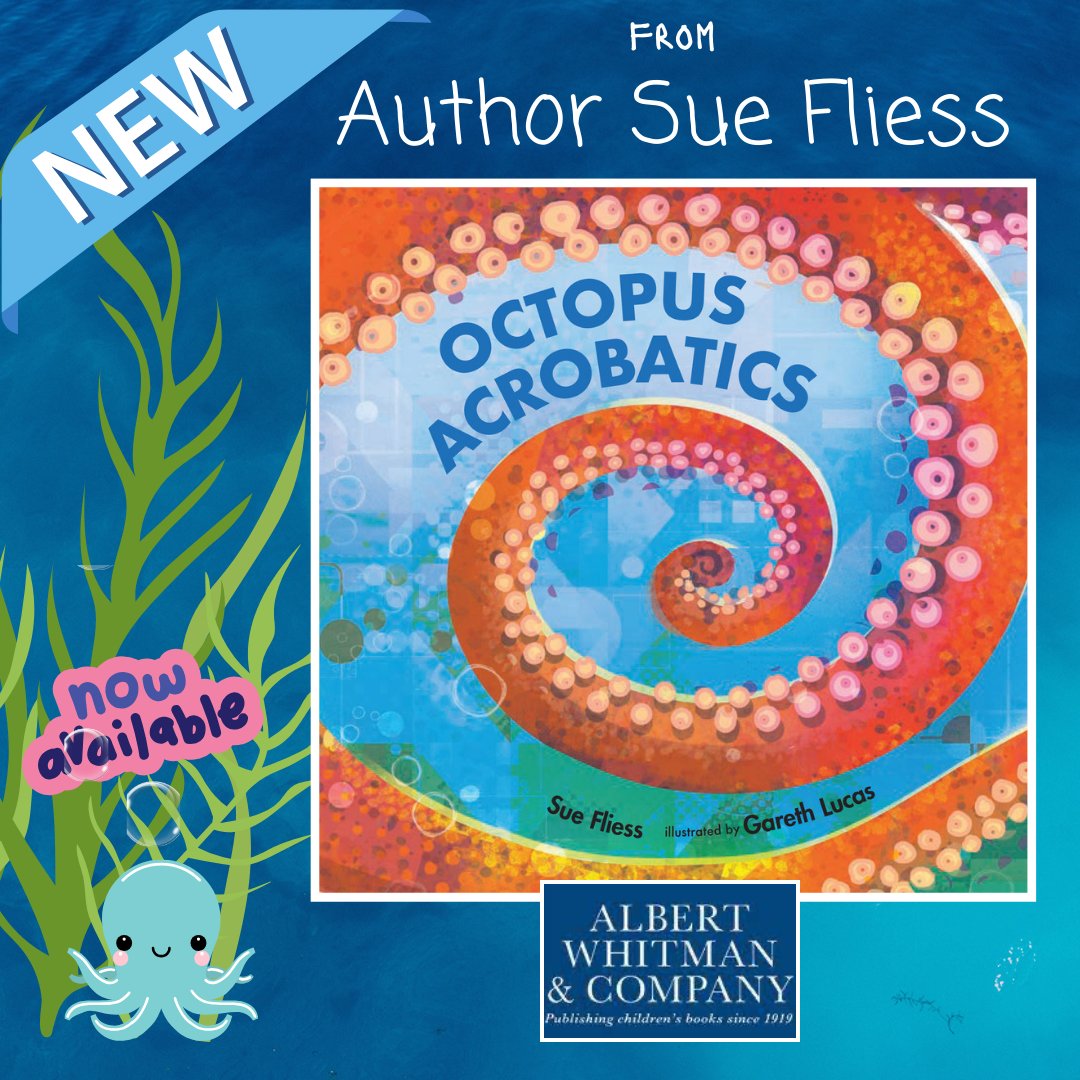 What has 8 arms but no bones, brains in each arm, three hearts, and can fit into any space bigger than its beak? AN OCTOPUS! OCTOPUS ACROBATICS is available now from author @suefliess and illustrator @garethlucasart. Check out the book trailer! bit.ly/3wQQ5G8