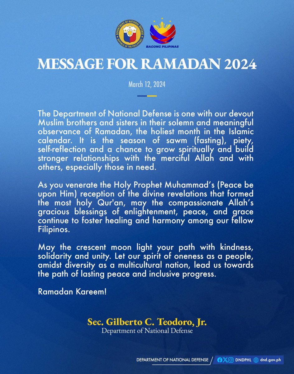 READ | SND’s Message for Ramadan 2024