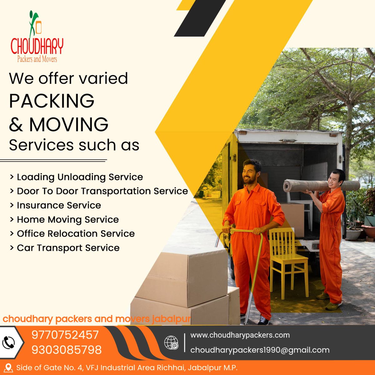 ChoudharyPacker's tweet image. Choudhary Packers and Movers jabalpur is a renowned movers and packers in Jabalpur providing prompt and reliable packing and moving services at competitive prices.  Call/WhatsApp:-+91-9770752457 choudharypackers.com/#packersandmov…… #choudharypackersandmovers