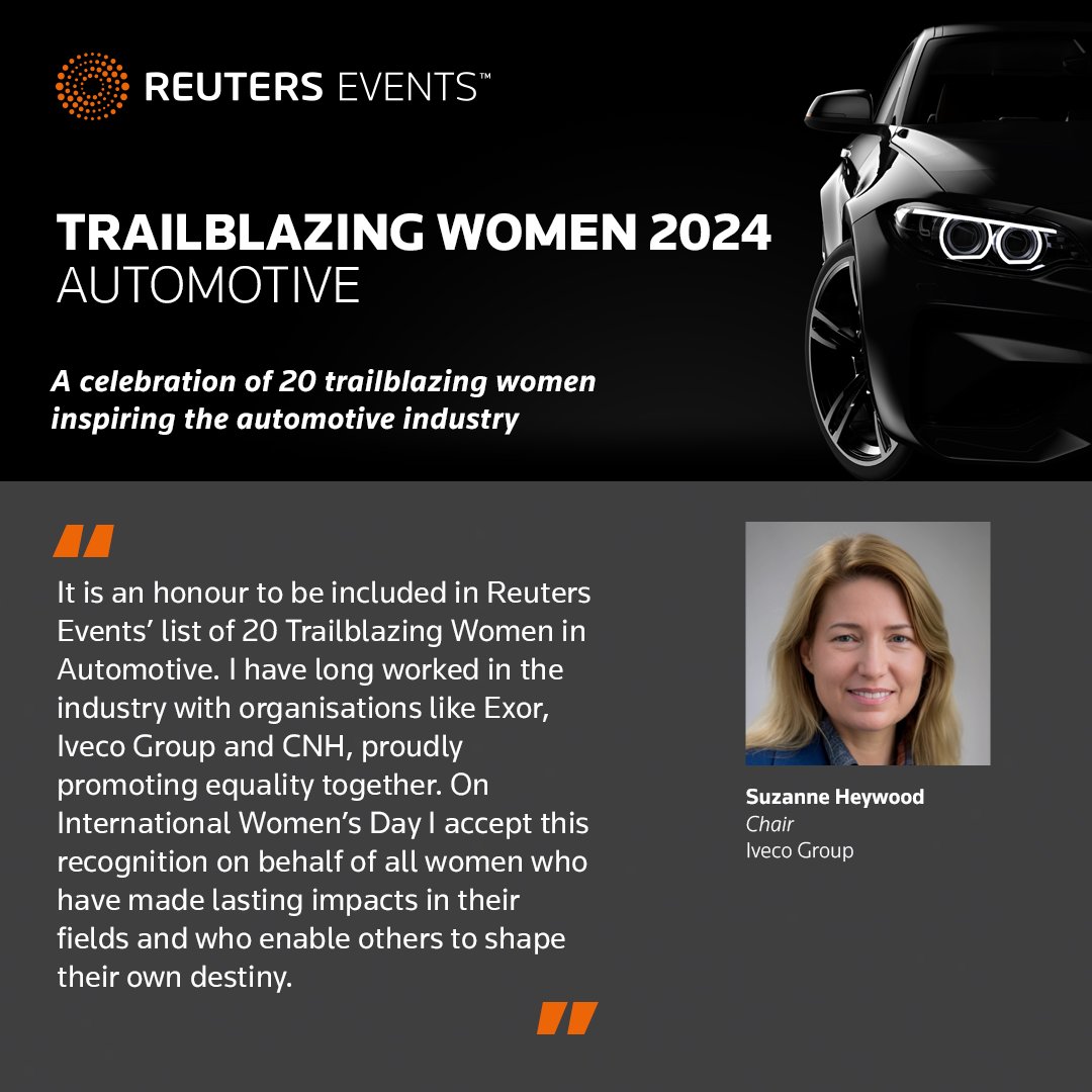 Congratulations to Dr. Christiane Zorn, Head of Product and  Portfolio Strategy,  <a href="/AudiOfficial/">Audi</a>, Suman Mishra, Managing Director and CEO, <a href="/MahindraRise/">Mahindra Group</a>   and Suzanne Heywood, Chair, <a href="/IVECO/">IVECO</a> on being regonised in our 20 Trailblazing Women in Auto Report lnkd.in/g9Vq6D72