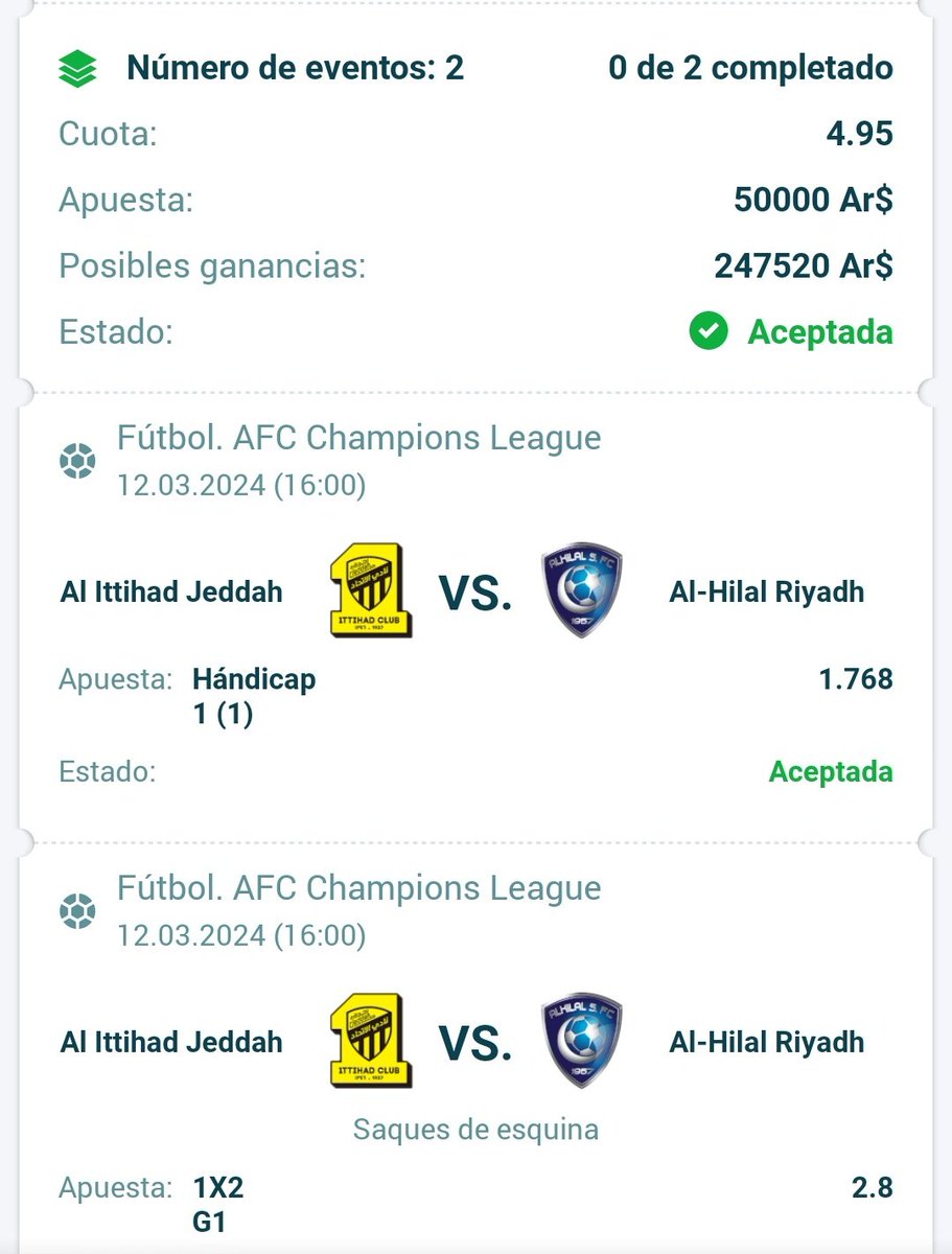 500 LIKES ❤️
200 RT ⏩
Y 200 COMENTARIOS ☺️

A este twit cuota X5 y dejo un STAKE 10 con la UEFA Champions League 🏆

Reparto $50.000 a un afortunado (te conviene hacer las 3 cosas, más chances de ganar) ✅

Apenas lleguen largo la apuesta STAKE 10 GRATIS en el canal